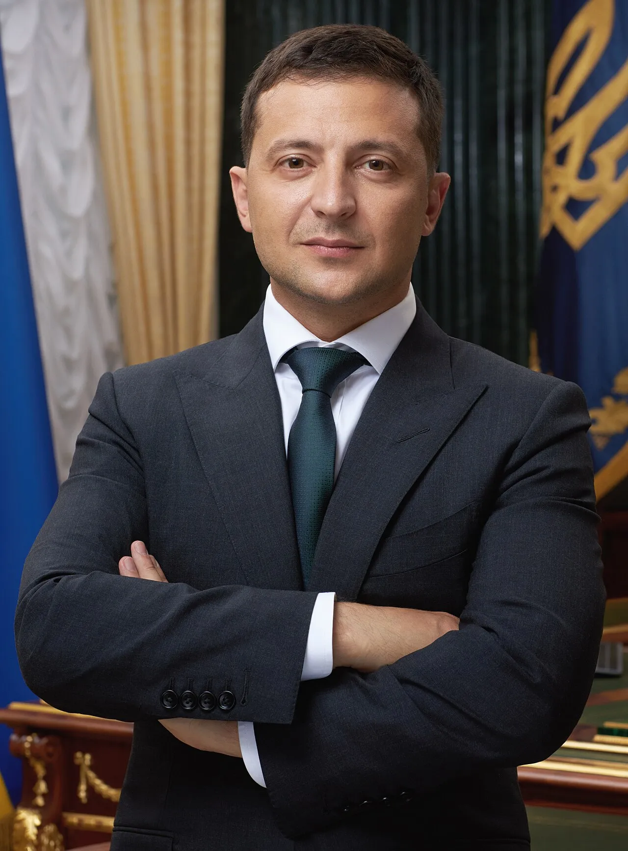 Officieel portret van Volodymyr Zelenskyi, president van Oekraïne.